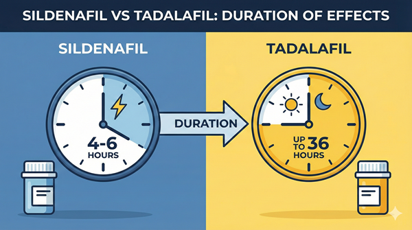 Difference Between Sildenafil and Tadalafil Effects Duration – Complete Guide